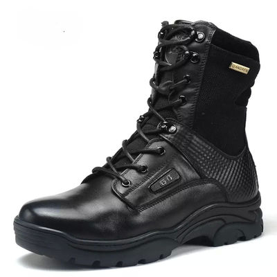 High-quality men's waterproof shoes mid-tube wear-resistant cowhide tactical boots