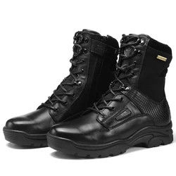 High-quality men's waterproof shoes mid-tube wear-resistant cowhide tactical boots